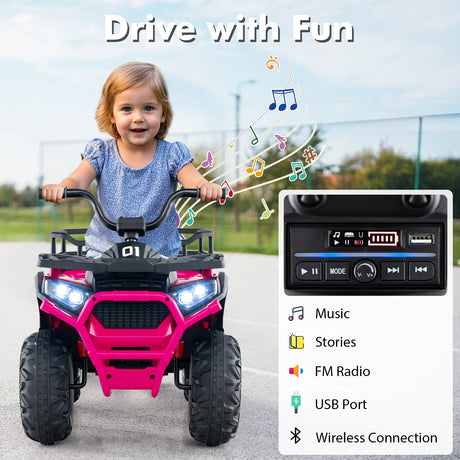 Coche Quad Eléctrico ATV para Niños de 24V con Sonidos Realistas y Luces LED