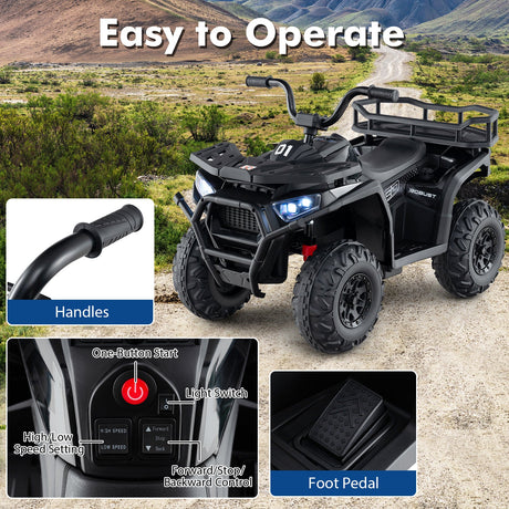 Coche Quad Eléctrico ATV para Niños de 24V con Sonidos Realistas y Luces LED