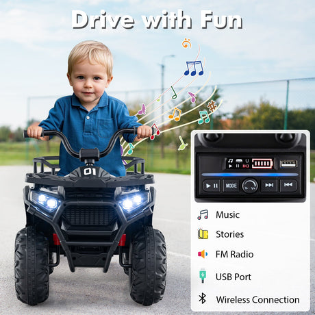 Coche Quad Eléctrico ATV para Niños de 24V con Sonidos Realistas y Luces LED