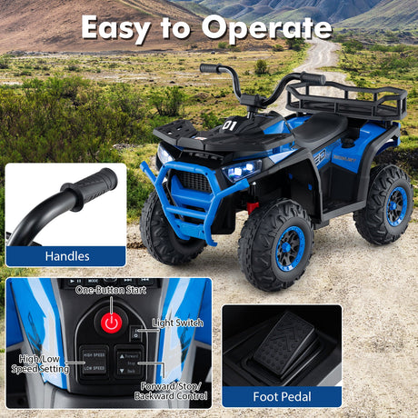 Coche Quad Eléctrico ATV para Niños de 24V con Sonidos Realistas y Luces LED