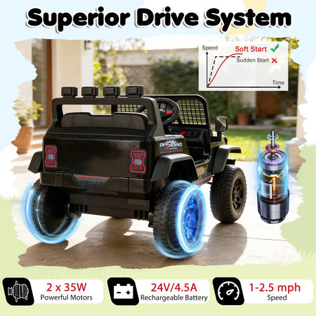 Coche Eléctrico de 24V para Niños con Control Remoto Parental y Música