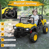 Coche para niños Caterpillar con licencia de 24 V, camión volquete montable, 2 plazas, con control remoto - Amarillo