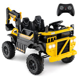 Excavadora Montable 24V 4WD Biplaza con Control Remoto y Brazo Excavador-Amarillo