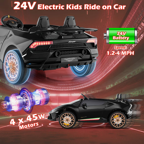 Coche Montable 24V para Niños, 4x4, 2 Plazas, Lamborghini con Licencia, Vehículos Eléctricos con Música