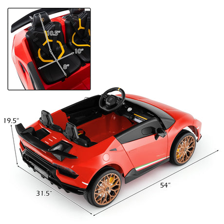 Coche Montable 24V para Niños, 4x4, 2 Plazas, Lamborghini con Licencia, Vehículos Eléctricos con Música
