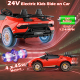24V Ride-on Car for Kids 4WD 2-Seater Licensed Lamborghini Electric Vehicles with Music