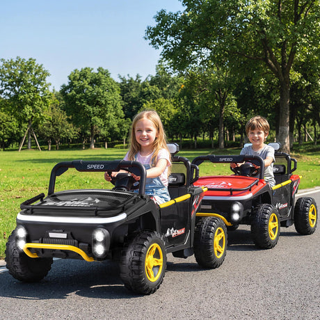 Juguete montable de 24 V para niños, camión montable de 2 plazas con bocina, música e historias
