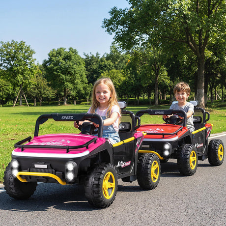 Juguete montable de 24 V para niños, camión montable de 2 plazas con bocina, música e historias