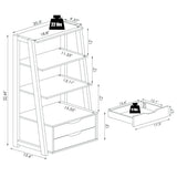 Estantería tipo escalera de 4 niveles con 2 cajones - Blanca