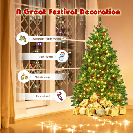 Árbol de Navidad articulado preiluminado de 4.5 pies con 300 luces LED