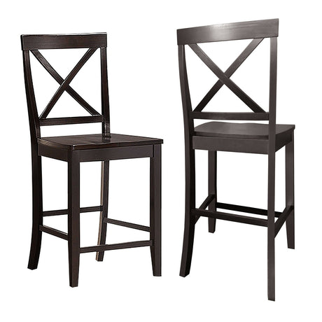 Sillas de cocina con estructura de madera de caucho de 24 pulgadas, paquete de 2