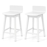 Taburetes de bar giratorios de madera de 24,5 pulgadas, juego de 2 con patas de madera de caucho y respaldo bajo