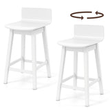Taburetes de bar giratorios de madera de 24,5 pulgadas, juego de 2 con patas de madera de caucho y respaldo bajo