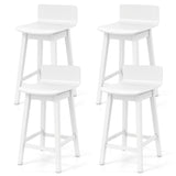 24.5 Inch Swivel Wooden Bar Stools Set of 4 with Rubber Wood Legs and Low Back