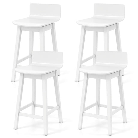 Juego de 4 taburetes de bar giratorios de madera de 24.5 pulgadas con patas de madera de caucho y respaldo bajo