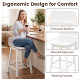 24.5 Inch Swivel Wooden Bar Stools Set of 4 with Rubber Wood Legs and Low Back