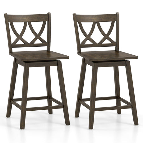 Juego de 2 taburetes de bar de 24/29 pulgadas, sillas de bar de madera con estructura de madera de caucho