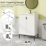 24 Inch Bathroom Vanity with Sink Combo and Adjustable Shelf-White