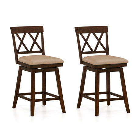 Taburetes de barra de 24 pulgadas de altura de mostrador, juego de 2 con respaldo y cojín de asiento