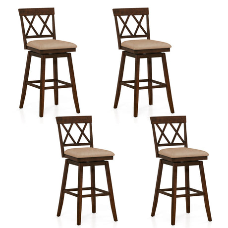 Juego de 4 taburetes de bar de 24 pulgadas de altura para encimera con respaldo y asiento tapizado