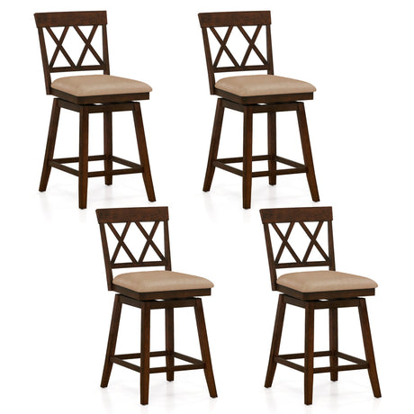 Juego de 4 taburetes de bar de 24 pulgadas de altura para encimera con respaldo y asiento tapizado