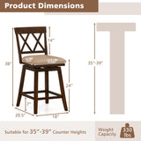 24 Inch Counter Height Barstools Set of 4 with Backrest and Upholstered Seat Cushion