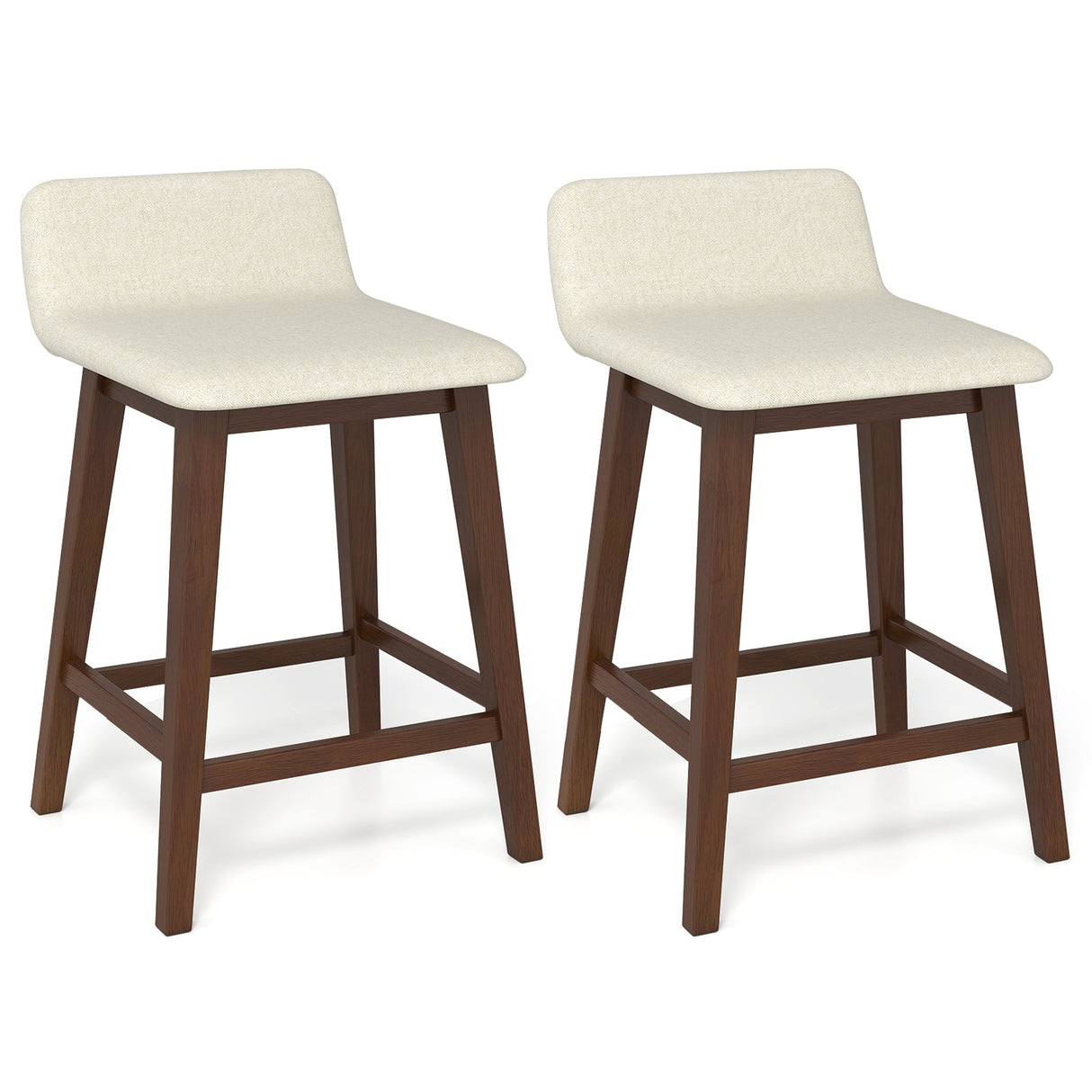 Juego de 2 taburetes de bar de 61 cm de altura para mostrador con respaldo bajo