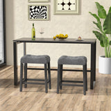 24 Inch Set of 2 Saddle Bar Stools with Padded Seat-Gray