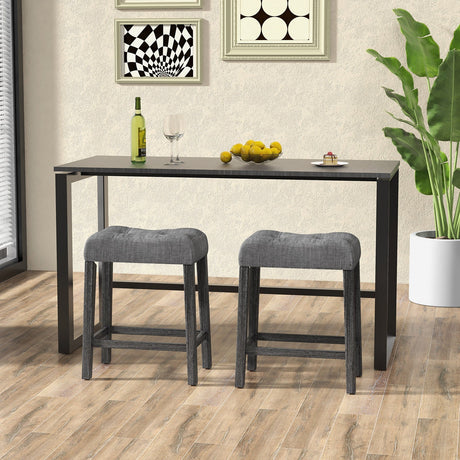 Juego de 2 taburetes de bar tipo silla de montar de 24 pulgadas con asiento acolchado - Gris