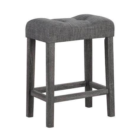 Juego de 2 taburetes de bar tipo silla de montar de 24 pulgadas con asiento acolchado - Gris