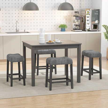 Juego de 2 taburetes de bar tipo silla de montar de 24 pulgadas con asiento acolchado - Gris