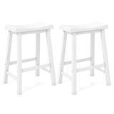 Set of 2 24 Inch Counter Height Stools with Solid Wood Legs