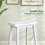 Set of 2 24 Inch Counter Height Stools with Solid Wood Legs