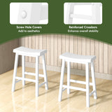 Set of 2 24 Inch Counter Height Stools with Solid Wood Legs