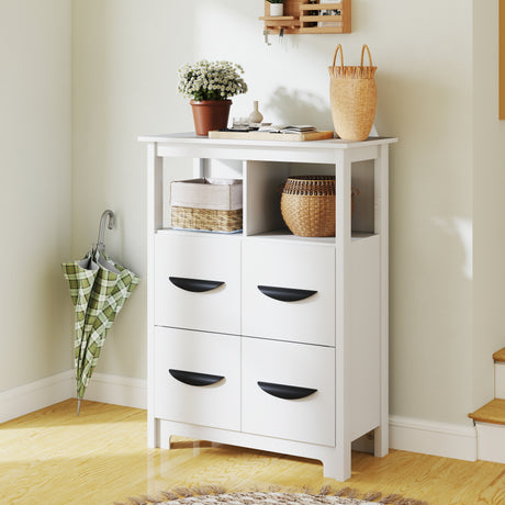 Mueble bajo de 24 pulgadas con 2 compartimentos abiertos y 2 cajones - Blanco