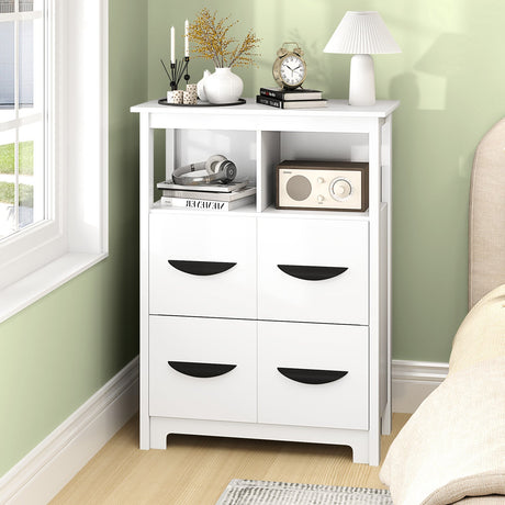 Mueble bajo de 24 pulgadas con 2 compartimentos abiertos y 2 cajones - Blanco