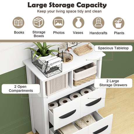 Mueble bajo de 24 pulgadas con 2 compartimentos abiertos y 2 cajones - Blanco