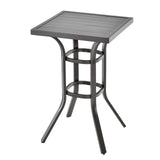 Mesa de bar de altura para patio de 24 pulgadas con tablero de aluminio y almohadillas ajustables para los pies