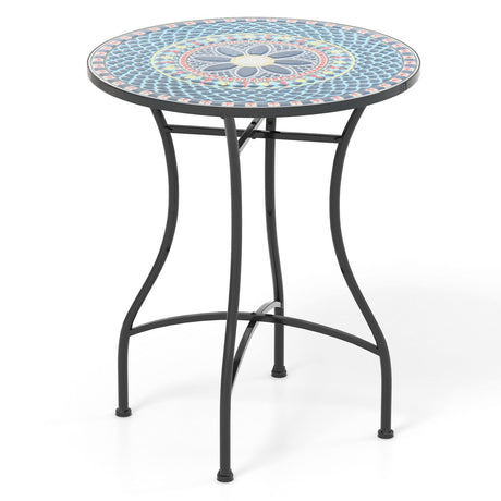 Mesa de bistró para patio de 24 pulgadas con tablero de azulejos de cerámica