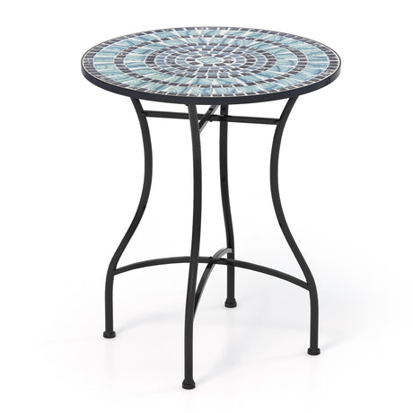 Mesa de bistró para patio de 24 pulgadas con tablero de azulejos de cerámica