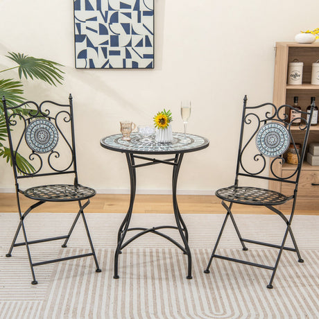 Mesa de bistró para patio de 24 pulgadas con tablero de azulejos de cerámica