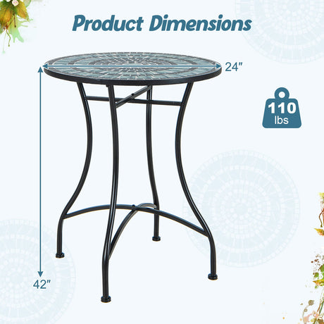 Mesa de bistró para patio de 24 pulgadas con tablero de azulejos de cerámica