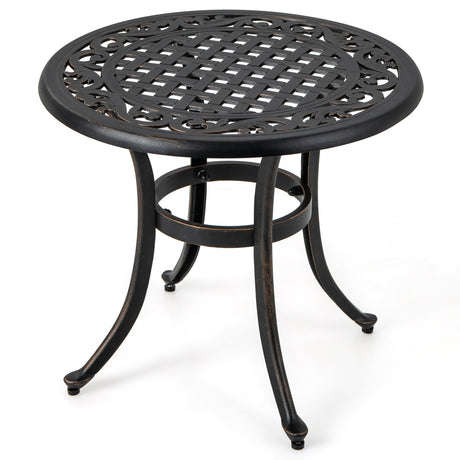 Mesa Auxiliar de Patio de 24 Pulgadas con Almohadillas Ajustables para Borde de Piscina, Patio Trasero, Balcón-Marrón Rústico
