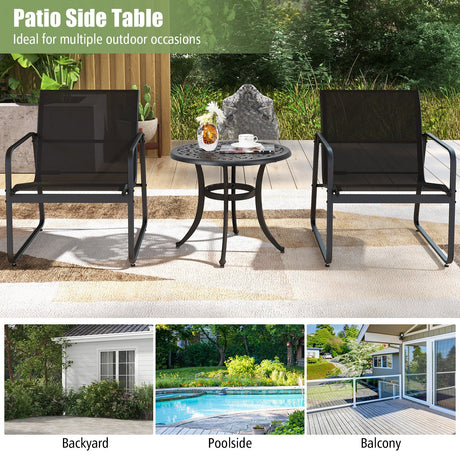 Mesa Auxiliar de Patio de 24 Pulgadas con Almohadillas Ajustables para Borde de Piscina, Patio Trasero, Balcón-Marrón Rústico