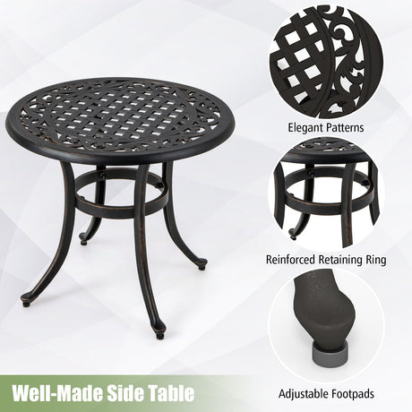 Mesa Auxiliar de Patio de 24 Pulgadas con Almohadillas Ajustables para Borde de Piscina, Patio Trasero, Balcón-Marrón Rústico