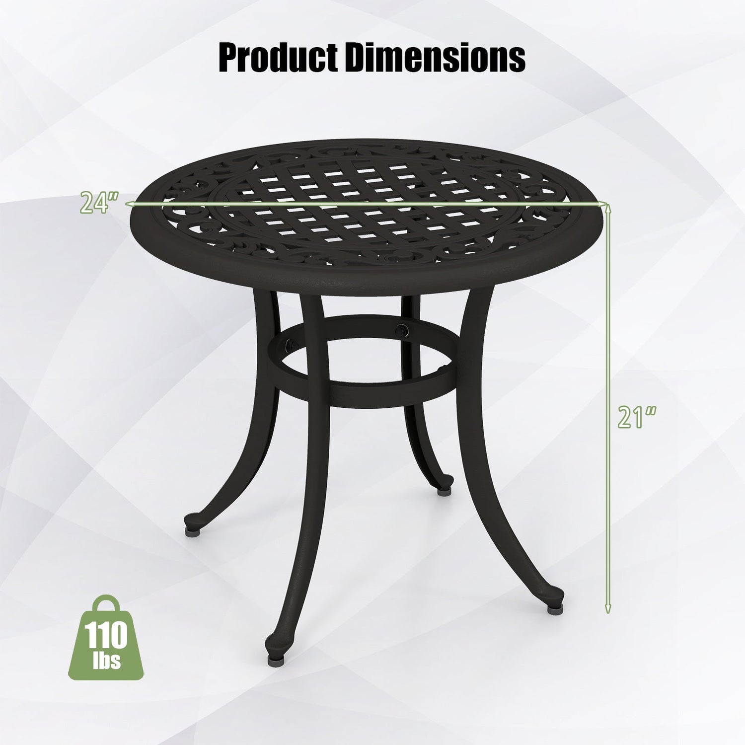 Mesa Auxiliar de Patio de 24 Pulgadas con Almohadillas Ajustables para Borde de Piscina, Patio Trasero, Balcón-Marrón Rústico
