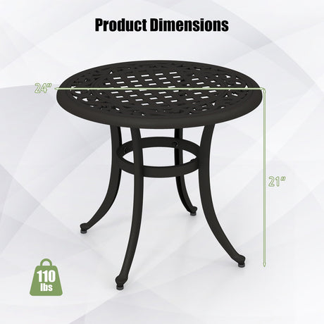Mesa Auxiliar de Patio de 24 Pulgadas con Almohadillas Ajustables para Borde de Piscina, Patio Trasero, Balcón-Marrón Rústico
