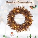 24 Inch Pre-lit Christmas Wreath with 105 Branch Tips and 35 Warm White LED Lights