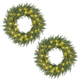 24 Inch Pre-lit Christmas Wreath with 108 Branch Tips and 35 Warm White LED Lights for Wall Window