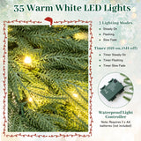 24 Inch Pre-lit Christmas Wreath with 108 Branch Tips and 35 Warm White LED Lights for Wall Window